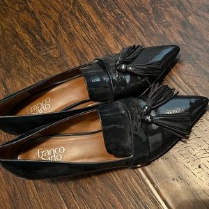Franco Sarto Navy Blue Block Heel Loafers